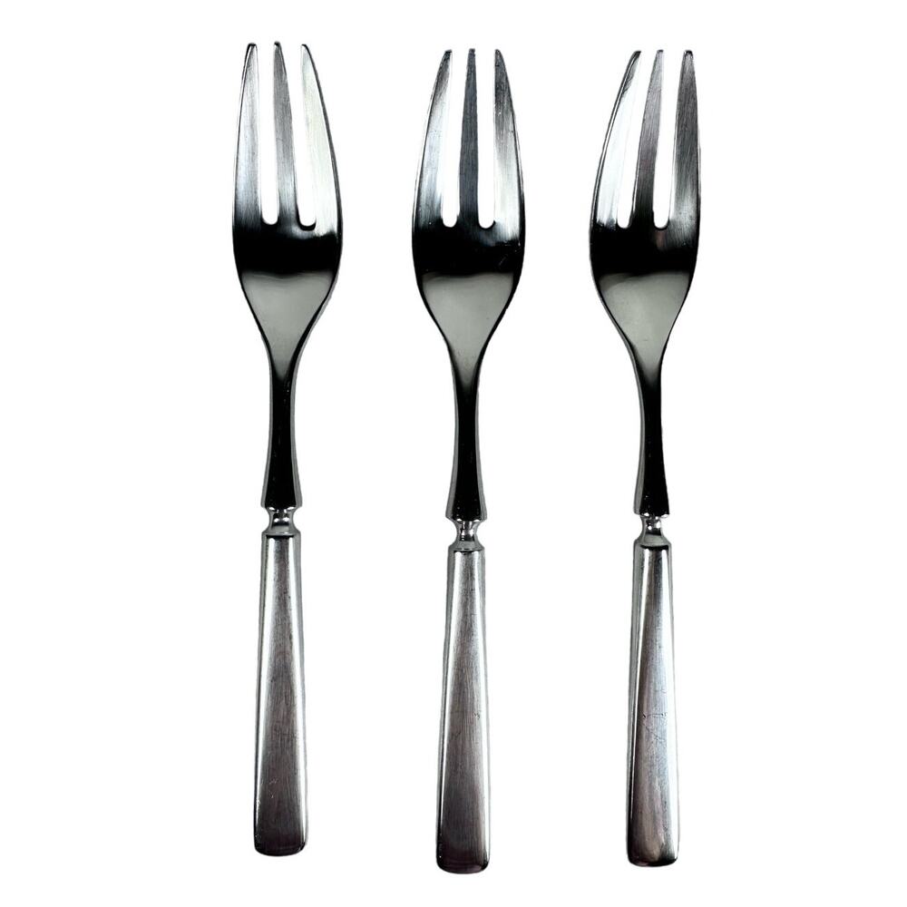 Dansk ANVIL IHQ Japan vintage 1980s Stainless Satin SALAD FORKS-6 7/8”-Set of 3